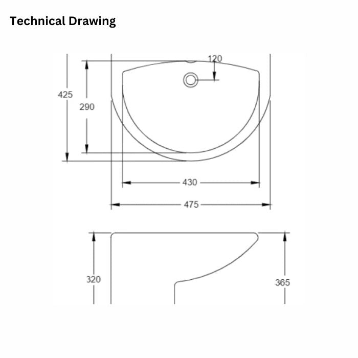 DANIO One Piece Wash Basin-Square